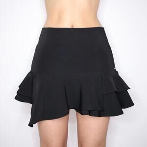 Y2K Black Asymmetrical Mini Skirt (S) 